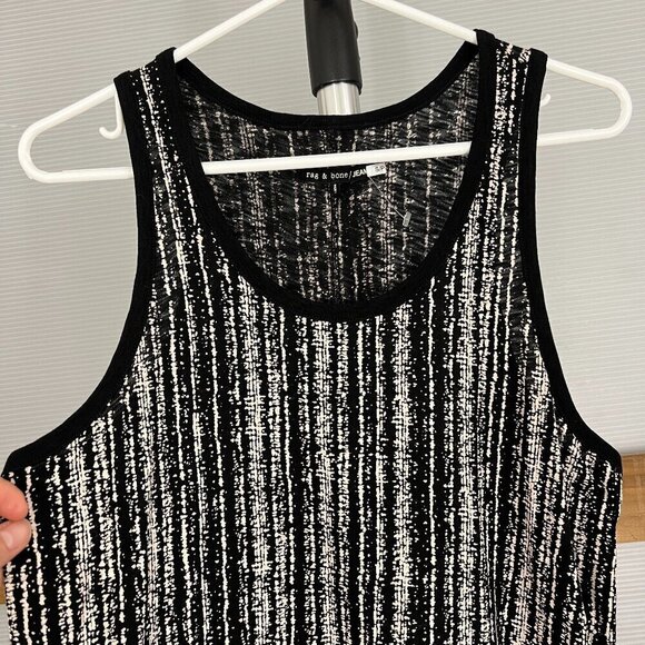 NWOT Rag & Bones Jeans Black White Abstract Stripe Tank Top‎ Sz S - Picture 2 of 12
